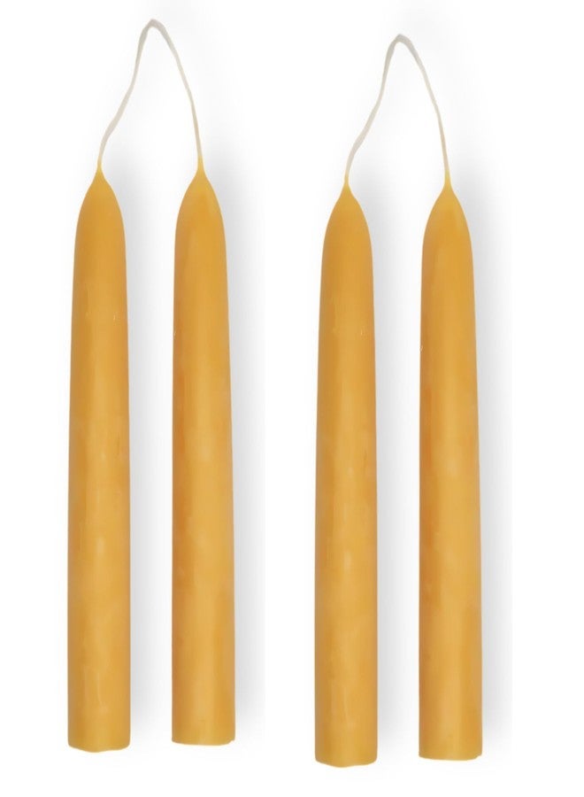 Candlestock Beeswax Taper Candles - Standard 7/8" Diameter, Pure 100% Natural USA Beeswax, Cotton Wick, Dripless, Long-Burning, Handmade in Woodstock, NY- 6 Inches - 2 Pairs (4 Candles) - Natural - Image 1